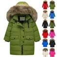 thumbnail image 4 of EnJoCho Kids Long Parka Coats Winter Padded Waterproo𝖿 Puffer Jackets Boys Girls Fa𝗎x-F𝗎r Hood Quilted Snow Ski Down Outwear Thermal Insulated Windproof Hooded Winter Coat, 4 of 4