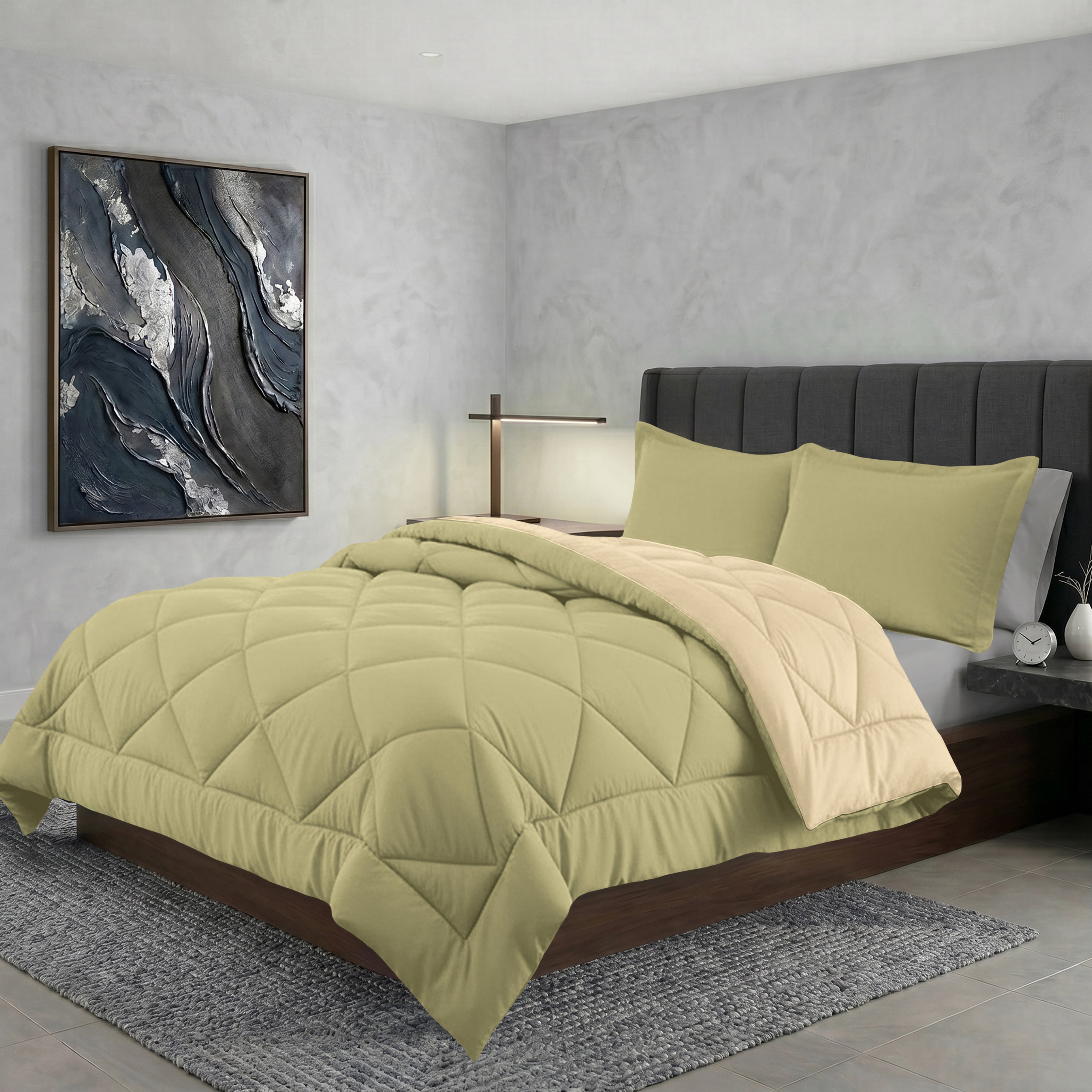 Reversible 3pc Comforter Set King/Cal King Sage/Cream