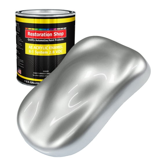 Restoration Shop Iridium Silver Metallic Acrylic Enamel Auto Paint - Gallon Paint Color Only - Single Stage High Gloss
