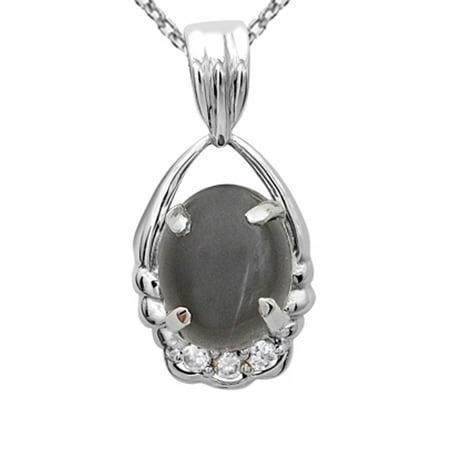 - Orchid Jewelry Sterling Silver 5 2/7 Carat Moonstone Grey and Cubic Zirconia Necklace