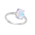 thumbnail image 4 of CHOOSE YOUR COLOR Women's White Simulated Opal Solitaire Ring .925 Sterling Silver Band CZ Female Size 4, 4 of 4