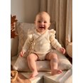 thumbnail image 4 of Cjfdfy Newborn Baby Girls Knit Sweater Romper Ruffle Long Sleeve Eyelet Embroidery V Neck Side-tie Jumpsuit Little Baby Cute Sweet Fall Winter Sweater 0-6M, 4 of 8