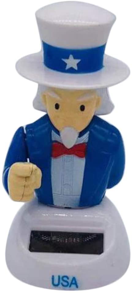 Solar Powered Dancing Uncle Sam Animated Bobble Dancer Toy Table Car Decor 