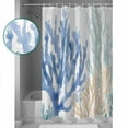 thumbnail image 3 of 54x78 Inch Shower Curtain Decorative Coral Blue Green Beige Bathtub Bath Curtains Fabric Waterproof Bathroom Decor Summer Coastal Ocean Plant Small Stall Shower Curtain Set with 12 Hooks, 3 of 6