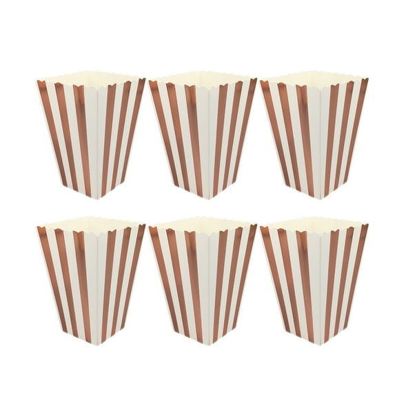 Masteelf 12pcs Vertical Stripe Popcorn Boxes Holder Popcorn Snack Container Party Supplies Rose Gold