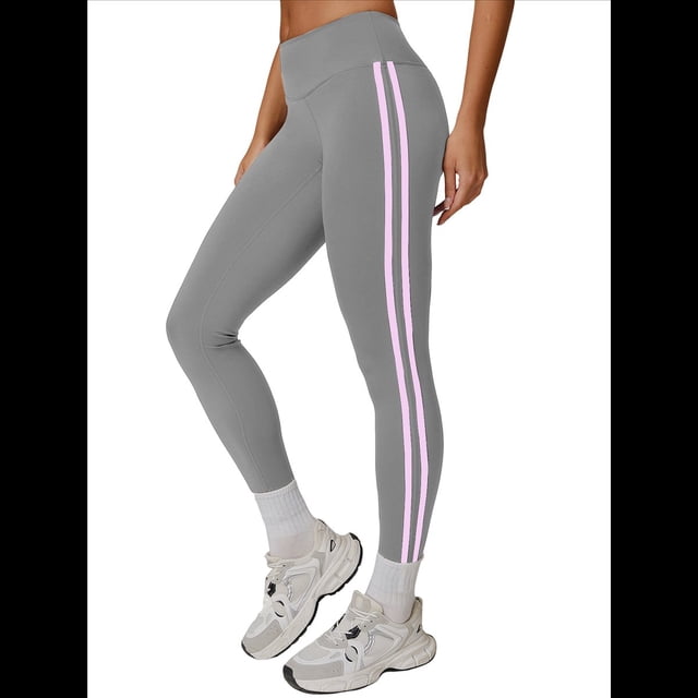 de Compresión para Control de Abdomen para Mujer, Pantalones de Yoga para Correr y Hacer Ejercicio con Cintura Alta. Rosa Gris XXL