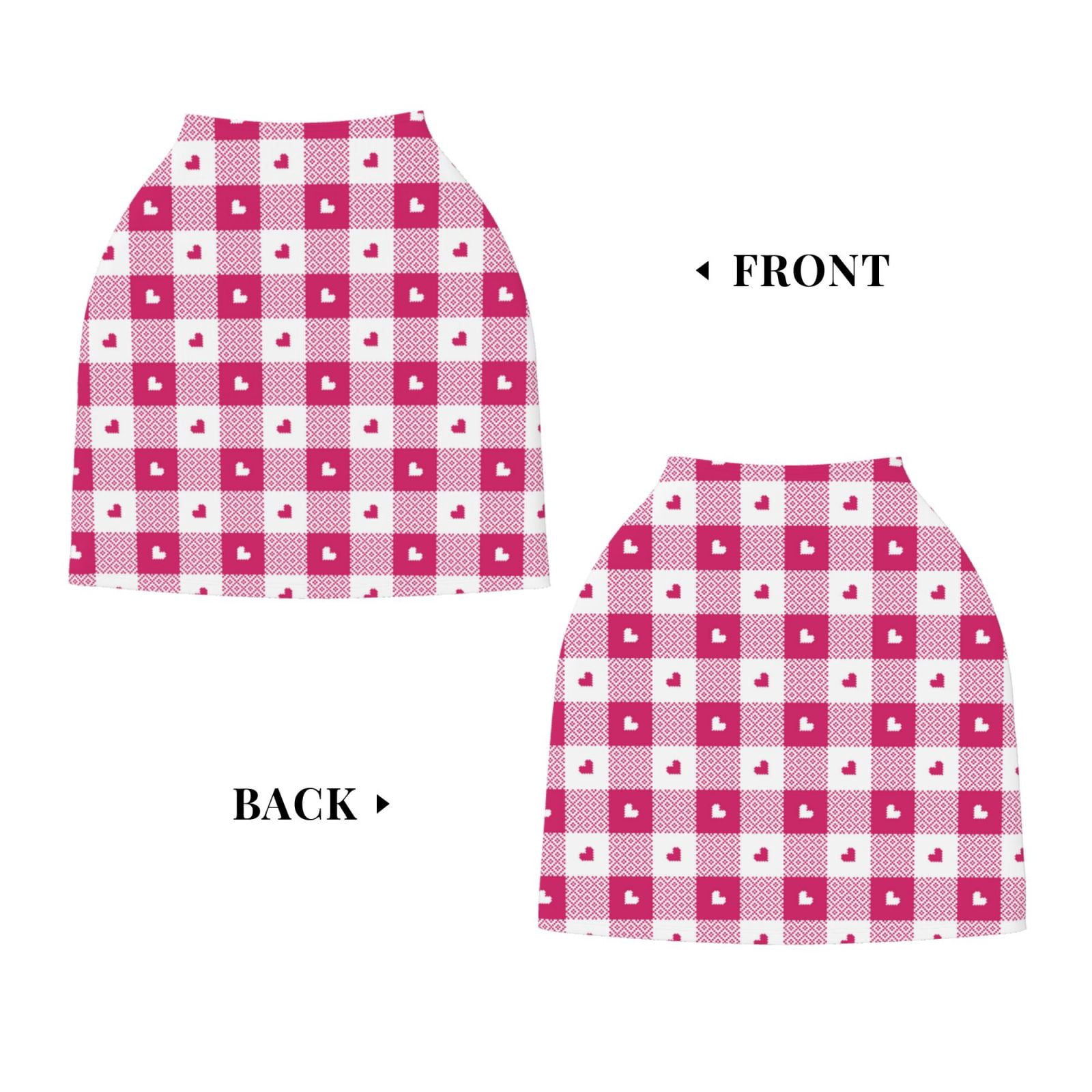 Fotbe Plaid Heart Pattern Car Seat Covers for Babies, Nursing Breastfeeding Cover Infant Carseat Canopy, Soft Stretchy Carrier Cover