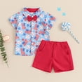 thumbnail image 4 of Baby Boys 4th of July Outfits Set Toddler Boy Cute Clothing Sets Print Bow Tie Shirt Tops with Shorts Set 2 Piece, 4 of 6