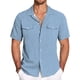 thumbnail image 2 of Men's Solid Color Cuban Collar Casual Short Sleeved Imitation Cotton Linen Men's Large Shirt 4XL, 2 of 5