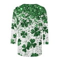 thumbnail image 5 of Happy St. Patrick Day Shirt for Women Casual Crew Neck 3/4 Length Sleeve T-Shirt Shamrock Graphic Pullover Tops, 5 of 6