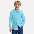 thumbnail image 2 of NIEWTR Boys Oxford Dress Shirt Long Sleeve Classic Button Down Solid Color Shirt for Uniform Church and Special Family Events（A-Sky Blue,11-12 Years), 2 of 9