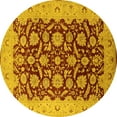 thumbnail image 1 of Ahgly Company Machine Washable Indoor Round Oriental Yellow Industrial Area Rugs, 3' Round, 1 of 4