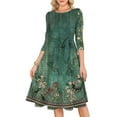 thumbnail image 6 of Women's Cocktail Dress Evening Dress 3/4 Sleeve Floral Print Vintage Wedding Guest Dress for Party Banquet Spring Fall,Light Green,2XL, 6 of 6
