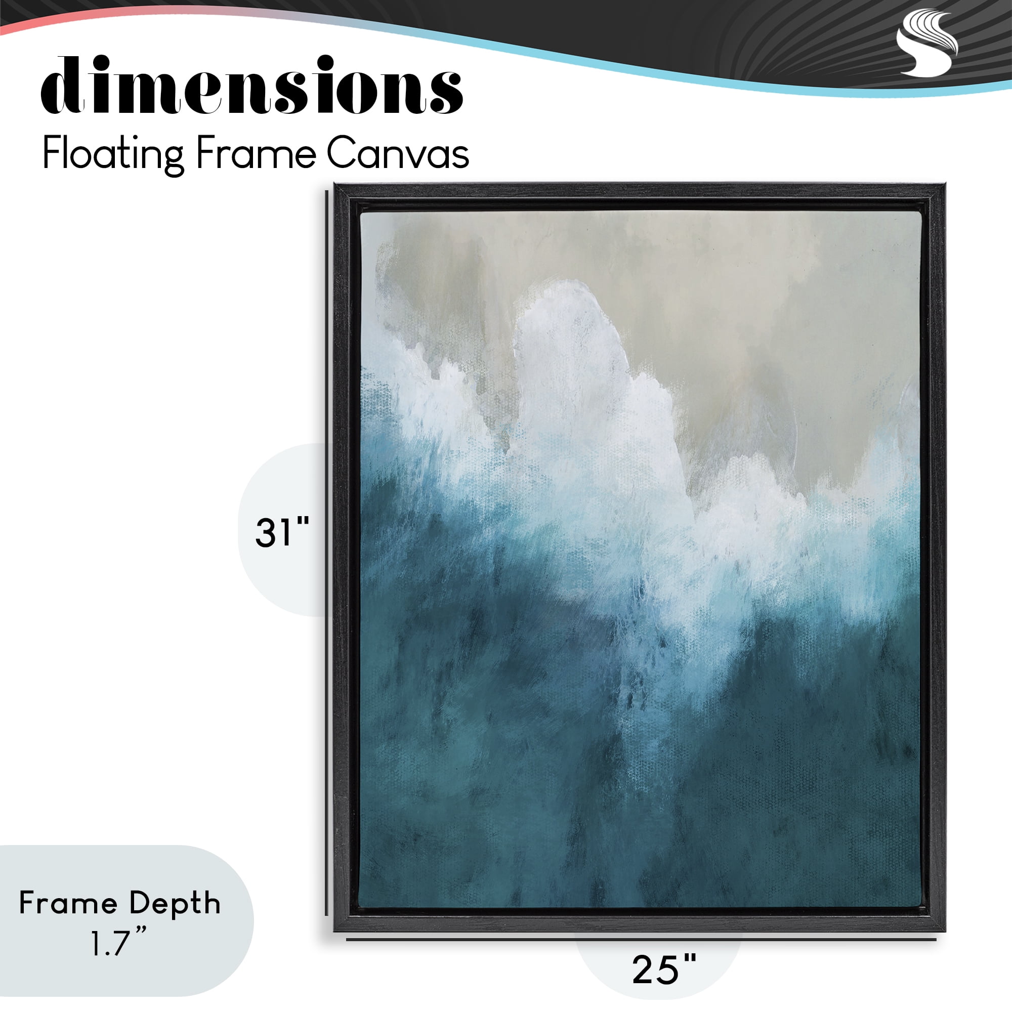 Stupell Industries Aerial Tide Abstraction Black Framed Floater Canvas Wall Art, design by Denise Brown