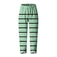 thumbnail image 4 of CLOISE Womens Pants Pull On High Waisted Pants Straight Leg Stretch Active Pants Elastic Waist Lounge Casual Loose Running Athletic Pants Striped Trousers Fashion Mint Green, 4 of 5