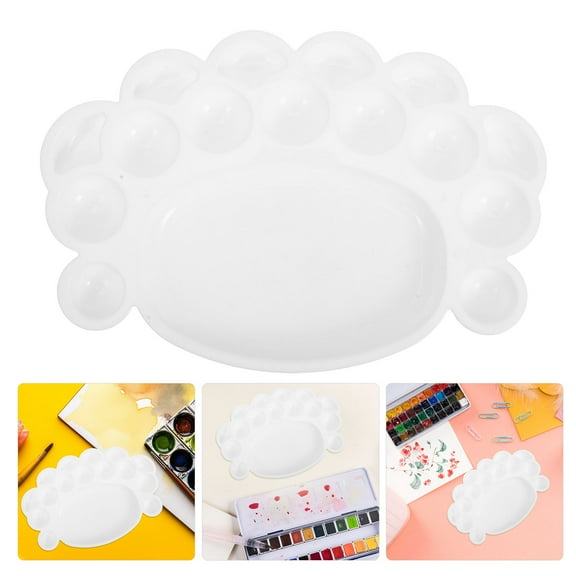 WHAMVOX Footprint Design Paint Palette for Kids - Plastic Oil Painting Palette Tray Color Mixing Plate Artist Paint Crafting Pallets for Artist Mixing White