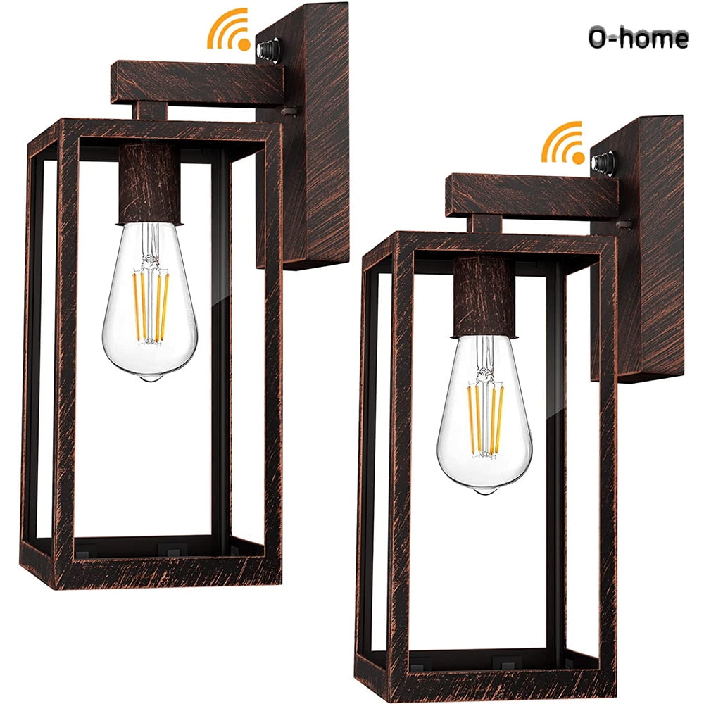 Black Metal Solar Lantern-Style Outdoor Sconce Set