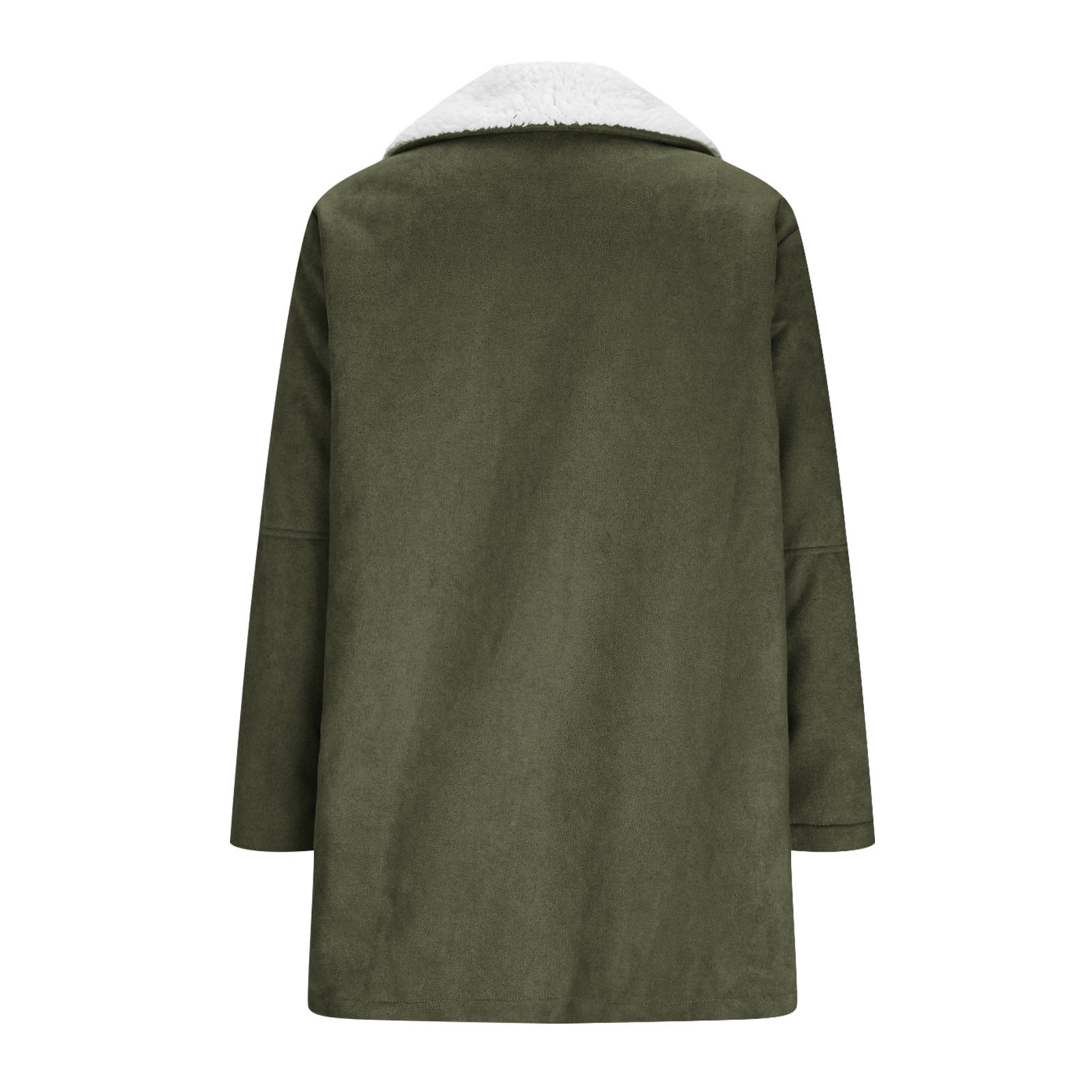 Womens Fleece Lined Jackets No Hood, Notched Collar Long Sleeve Winter Warm Pea Coats with Pockets Toggle Closure