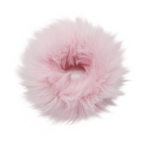 Ljudmp Women's Fuzzy Hair Ties Fluffy Scrunchies Elastic Ponytail Holders Party Favors Hair Accessories Elastic Band Pink