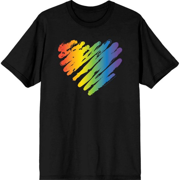 Pride Brush Stroke Heart Men's Black Crew Neck Short Sleeve Tee-Medium