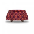 thumbnail image 4 of Retro Ottoman Cover, 1960's Style Colorful Art, 2 Piece Slipcover Set with Ruffle Skirt for Square Round Cube Footstool Decorative Home Accent, Standard Size, Dark Coral Purple, by Ambesonne, 4 of 5