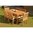 thumbnail image 5 of Grade-A Teak Dining Set: 6 Seater 7 Pc: 60" Rectangle Table And 6 Leveb Stacking Arm Chairs Outdoor Patio WholesaleTeak #WMDSWVm, 5 of 5