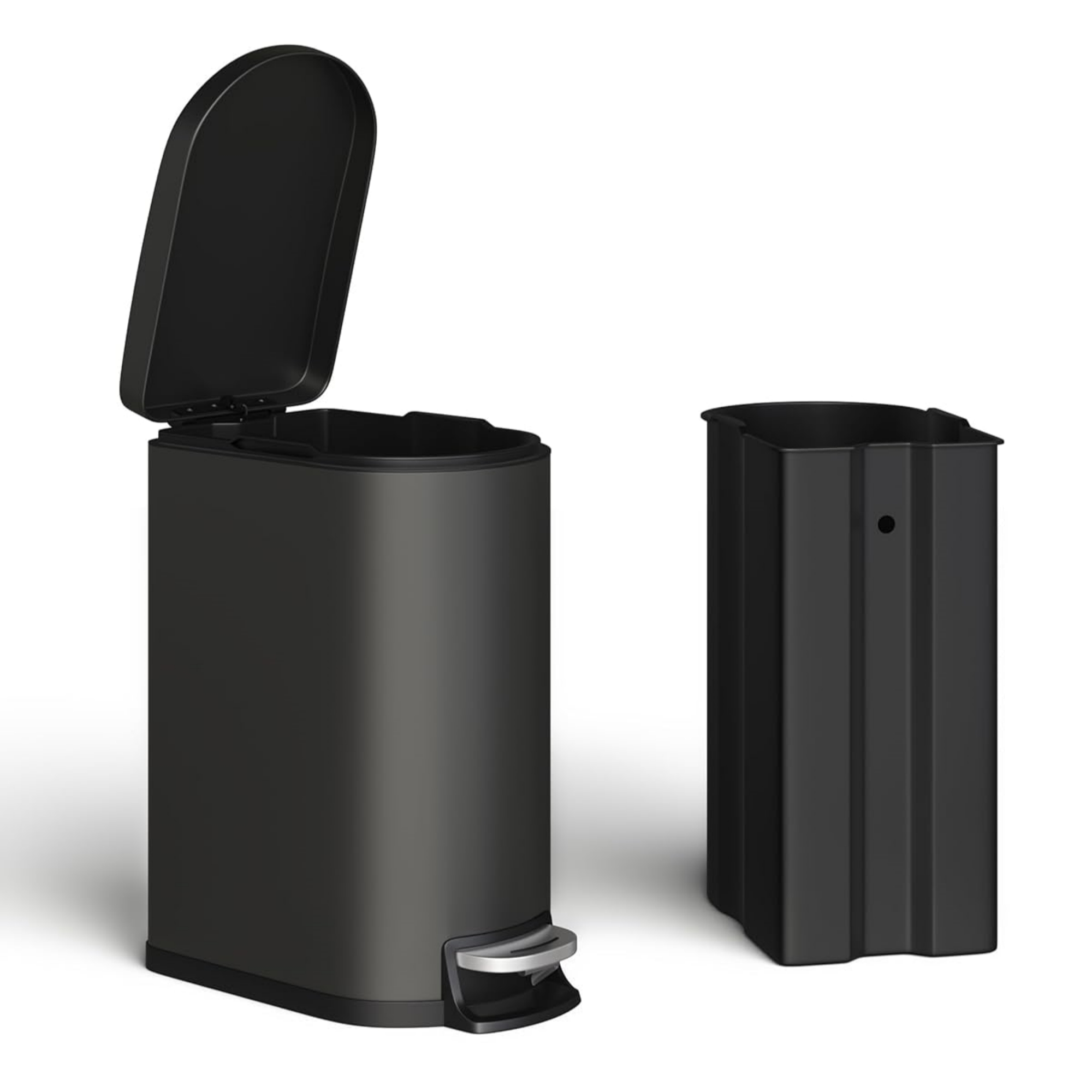 Garvee Step-on Trash Bin Set 2 Pack, 13.2 Gallon & 2.6 Gallon, Black