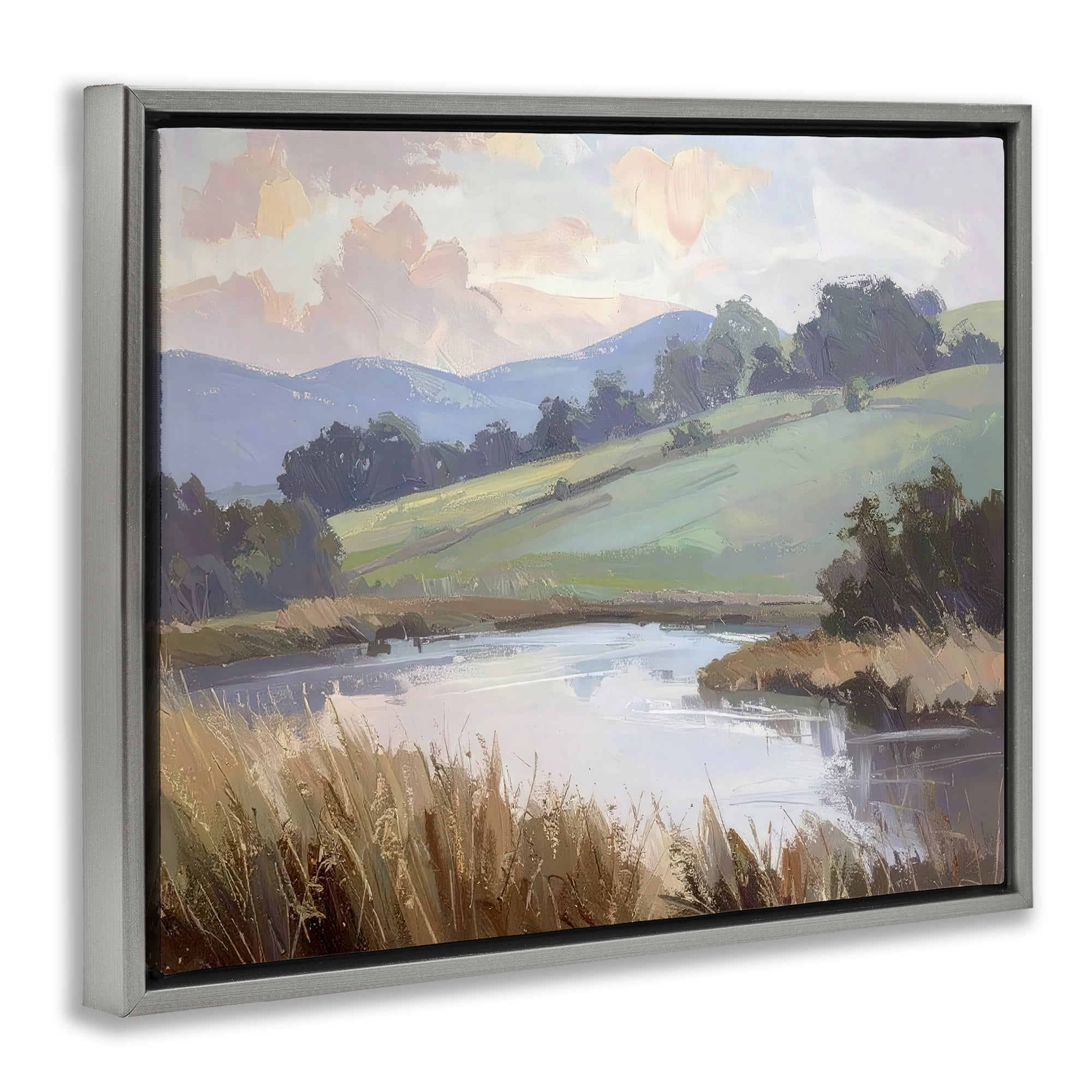 Stupell Industries Subtle Distant Mountains Gray Framed Floater Canvas Wall Art, design by Alonza Saunders