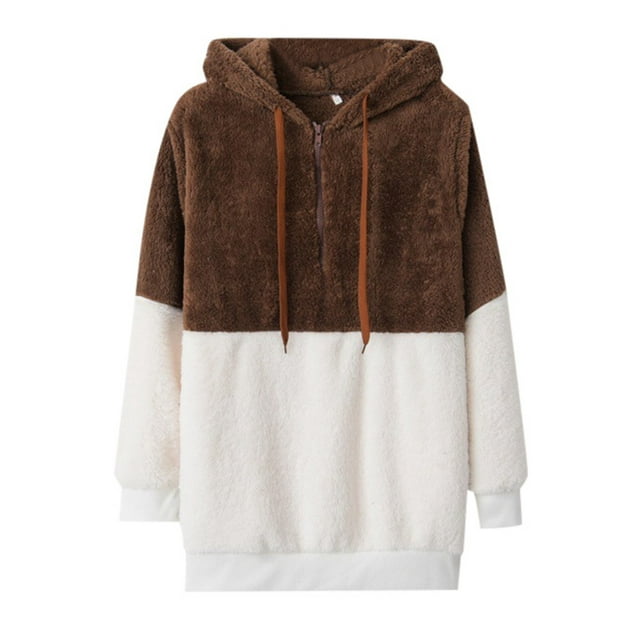 WEAIXIMIUNG Maternity Sweatshirts Women's Lined Winter Coat Mid Length Solid Color Hooded Jacket