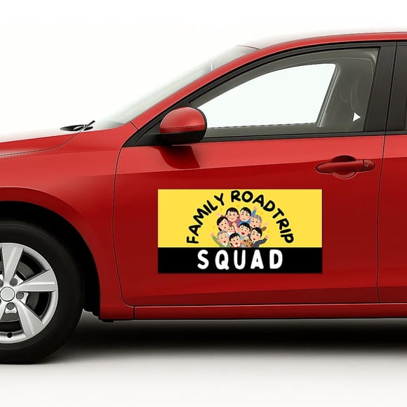 Family Roadtrip Squad Car Magnet Sign by DC | Flexible Car Magnetic Sheets with Adhesive Backing | 10"x20" Bumper Magnet Sticker for Vehicles, Trucks & Business Advertising Signs | 2 PC | Made in USA