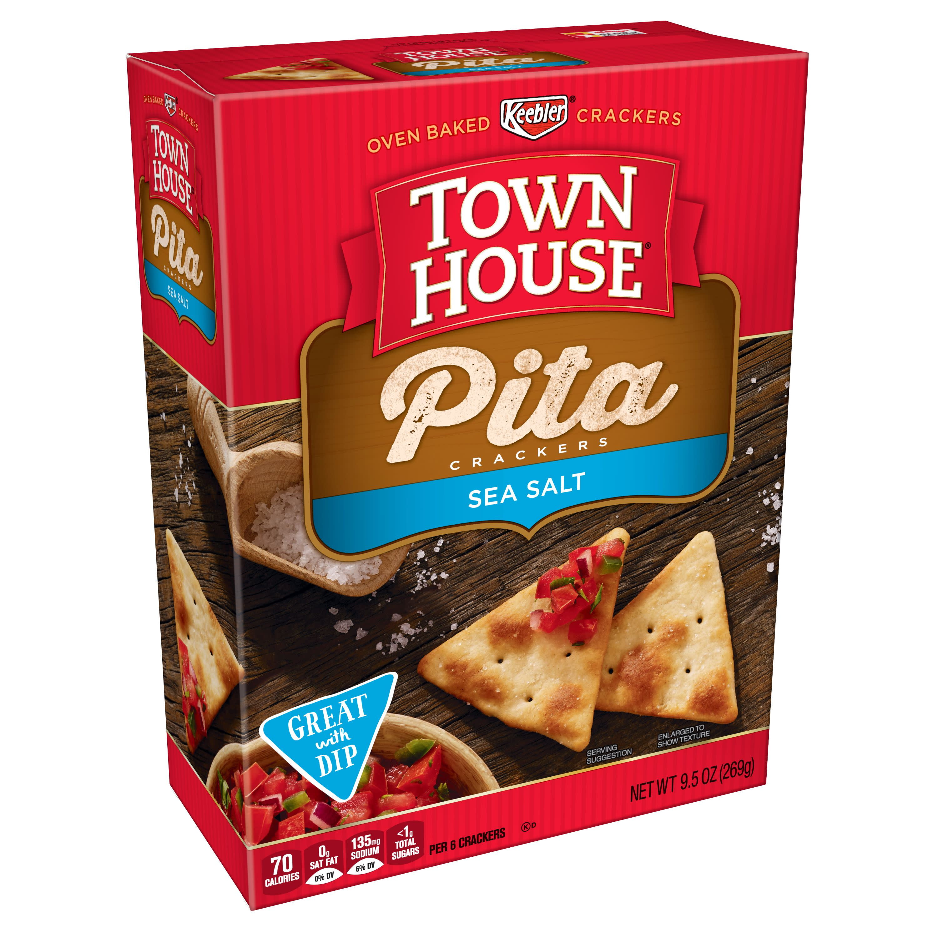 Keebler Town House Pita Crackers, Sea Salt, 9.5 oz - Walmart.com