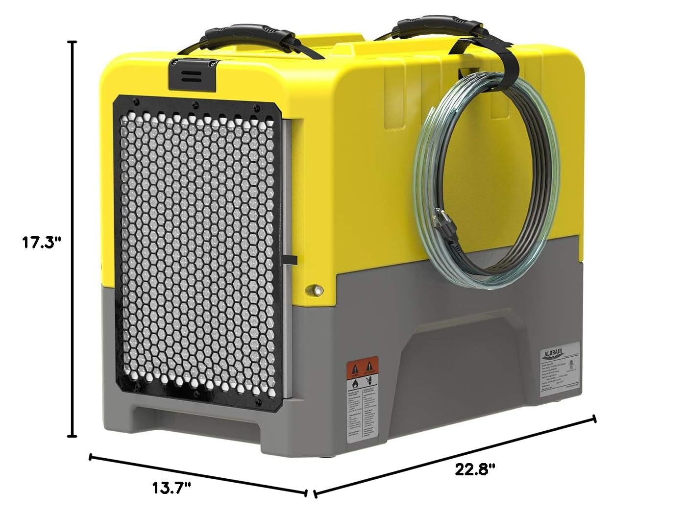 ALORAIR 180 PPD Commercial dehumidifiers with Pump Drain Hose, LGR Dehumidifiers for Basement Warehouse & Job Sites, Crawl Space Dehumidifier for Water Damage Restore, 5-Year-Limited Warranty, Yellow