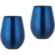 thumbnail image 1 of Zhuge Copa de vino sin tallo de acero inoxidable de 17 oz, vaso de vino portátil para exteriores para piscina, campamentos, barbacoas, viajes - Juego de 2 vasos de metal para beber (azul), 1 of 5