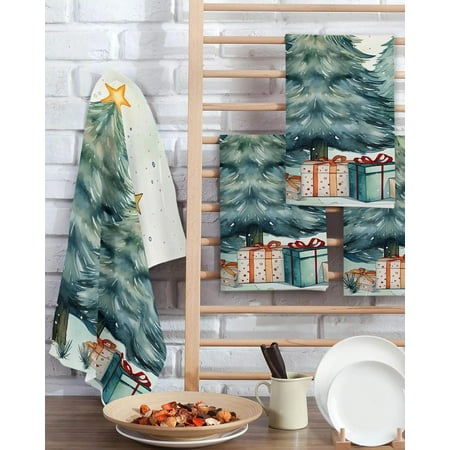 

Christmas Tree Gift Box 30*30cm Waffle Microfiber Kitchen Towel Soft Cleaning Cloth Scouring Pad Wiping Rag