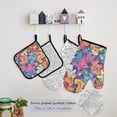 thumbnail image 5 of Cartoon Unicorns and Horses 5 Pcs Kitchen Set Heat Resistant Oven Mitts and Non-Slip Pot Holders with Adjustable Cooking Apron, 5 of 6
