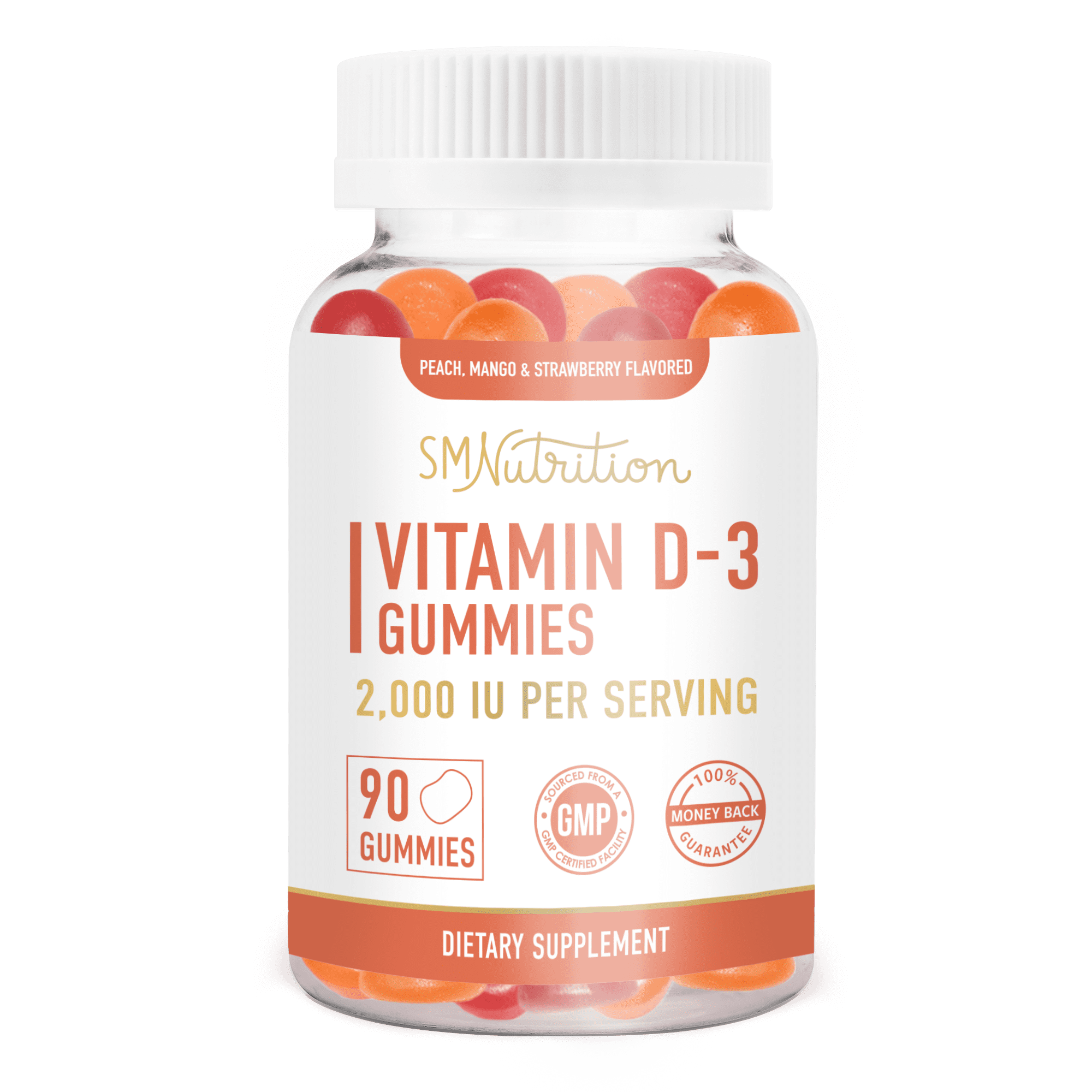 Vitamin D3 Gummies for Adults (90 Count) 50mcg (2000 IU) Bone