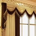 thumbnail image 3 of Elegant Velvet Waterfall Valance with Bead Tassels, 1-Piece, Rod Pocket & Velcro Install Decorative Top Header, Coffee & Gold, 3 of 5