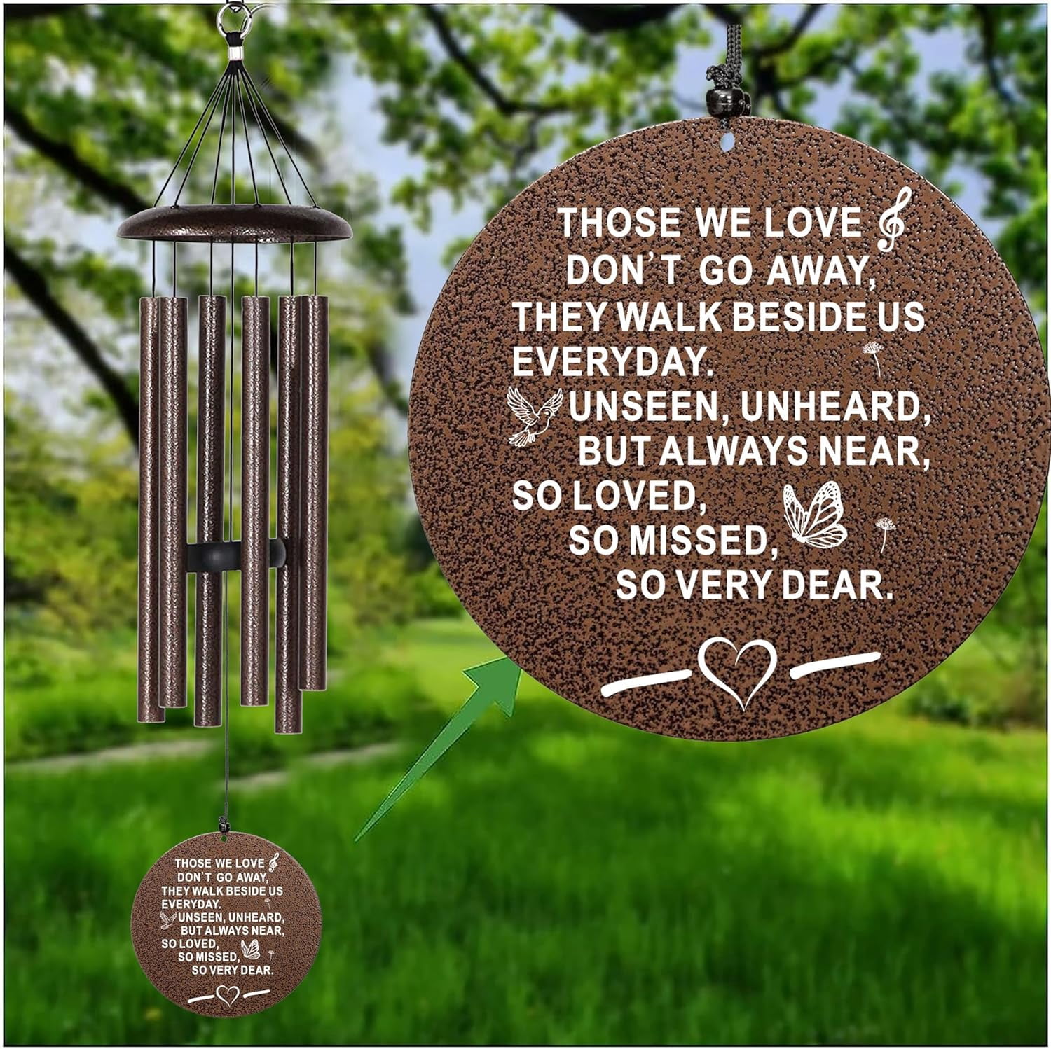 Sympathy Wind Chimes, 40" Memorial Wind Chimes for Loss of Loved One, Sympathy Memorial Bereavement Gift,in Memory of Loved One Loss of Mother Father，Home Decor Garden Patio Outdoor