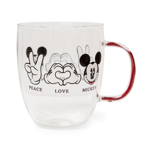 Taza de café Disney Peace Love Mickey Mouse de vidrio de 400 ml
