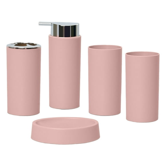 Luxury Bathroom Accessories Set 5Piece Soap Dispenser for Apartment Housewarming pink
