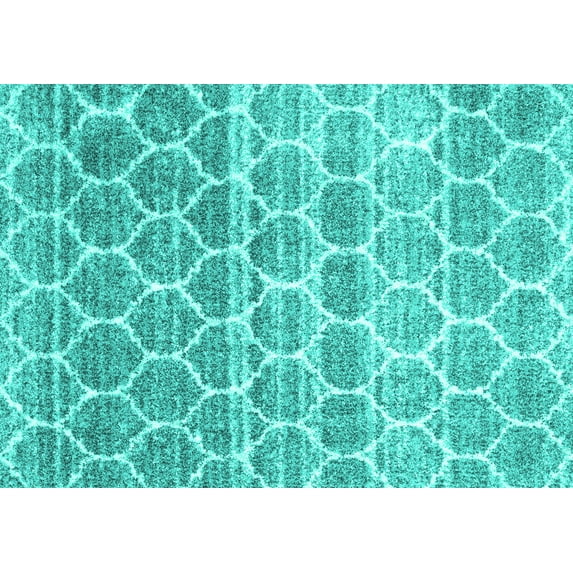 Ahgly Company Machine Washable Indoor Rectangle Abstract Turquoise Blue Contemporary Area Rugs, 2' x 4'