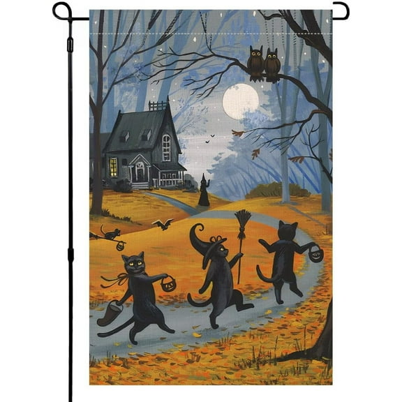 Halloween Decoration Garden Flag Eerie Courtyard Lawn Exterior Decoration Outdoor Home Decoration Double-Sided 12 X 18 Halloween Flag Party Decoration Flag