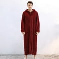 thumbnail image 5 of Choosebetter Womens Zip Up Robe Sweatshirt Robe Long Hooded Robe Floor Length Bathrobe Long Sleeve House Coat Lounger with Pockets, 5 of 5