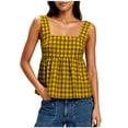 thumbnail image 3 of Feancey Women's Gingham Tank Top Bow Tie Back Casual Peplum Tank Tops Square Neck Sleeveless Babydoll Shirts 2026 Trendy Y2K Clothes Yellow L, 3 of 9