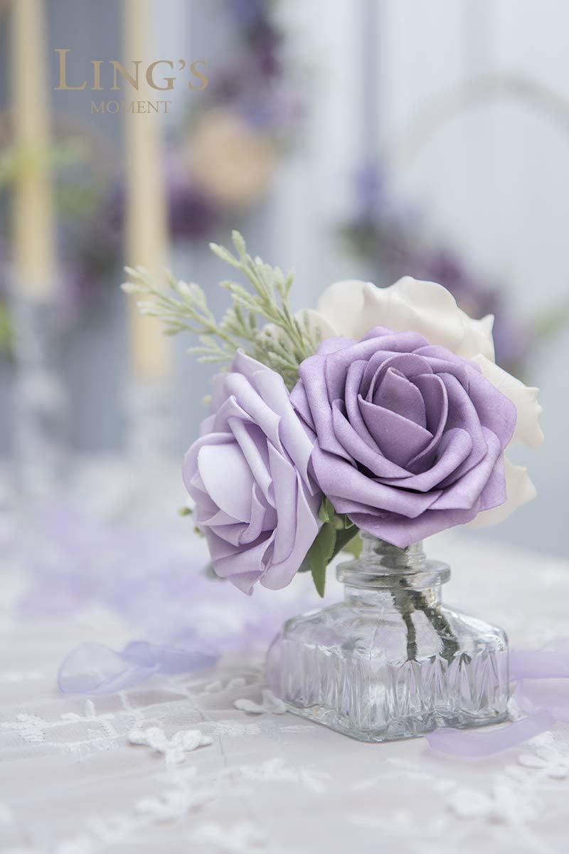 Ultra Realistic Vintage Ombre Lavender Glitter Roses with Dramatic