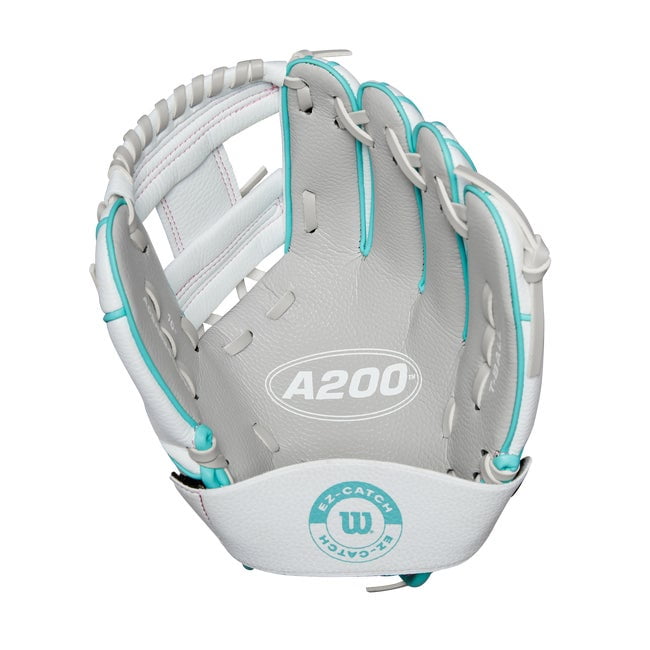 Wilson 2024 A200™ EZ Catch™ White 10” T-Ball Glove - White/Teal