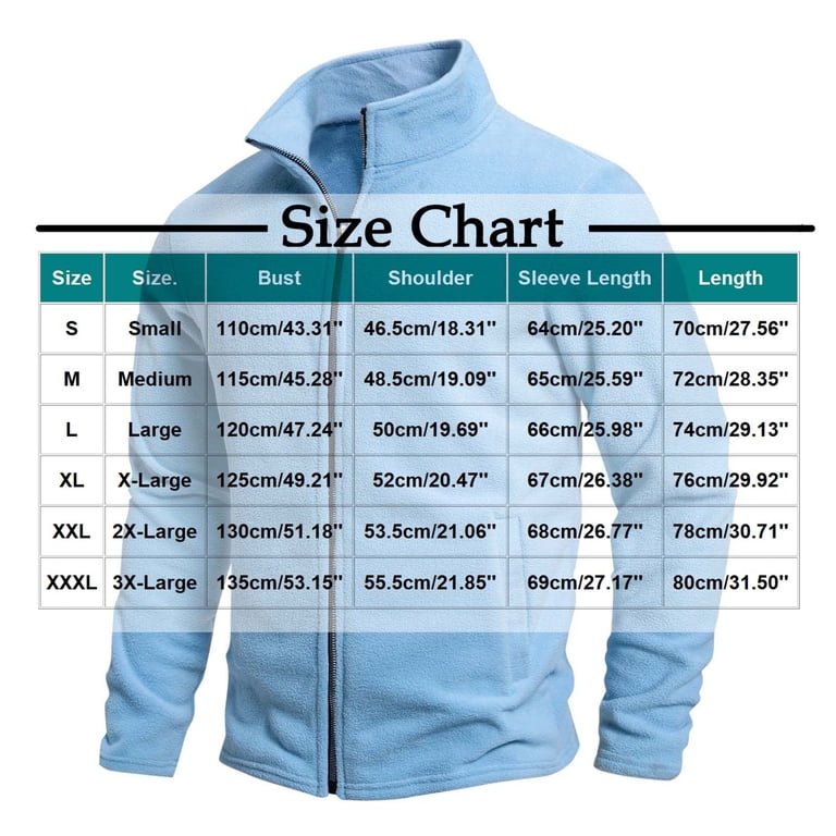 EchfiProm Men Sweatshirt Light Blue Zipper Zip Mock Neck Jacket