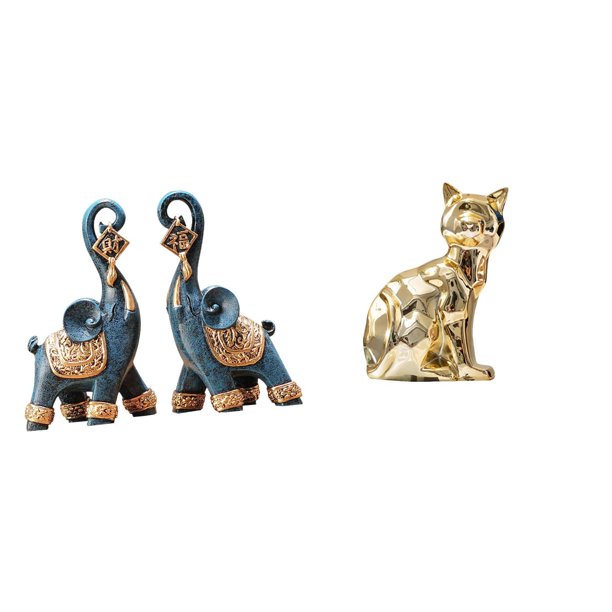 Figura de elefante,Figuras de elefantes,estatuas,adornos de animales,Escultura coleccionable para dormitorio,decoración del hogar,regalo.,Figura de escritorio,Estante de estatua de gato para