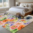 thumbnail image 4 of 6'x9' Area Rugs, Pink Orange Flowers Indoor Outdoor Area Rug for Living Room Bedroom, Spring Floral Rooster Farmhouse Washable Bathroom Rugs Kitchen Floor Carpet Mats Home Decor Aesthetic, 4 of 8