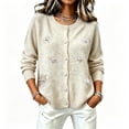 thumbnail image 5 of WCJM Cardigan Sweaters Women Plus Size Long Sleeve Button Down Crewneck Fall Knit Casual Top (Beige,S), 5 of 5
